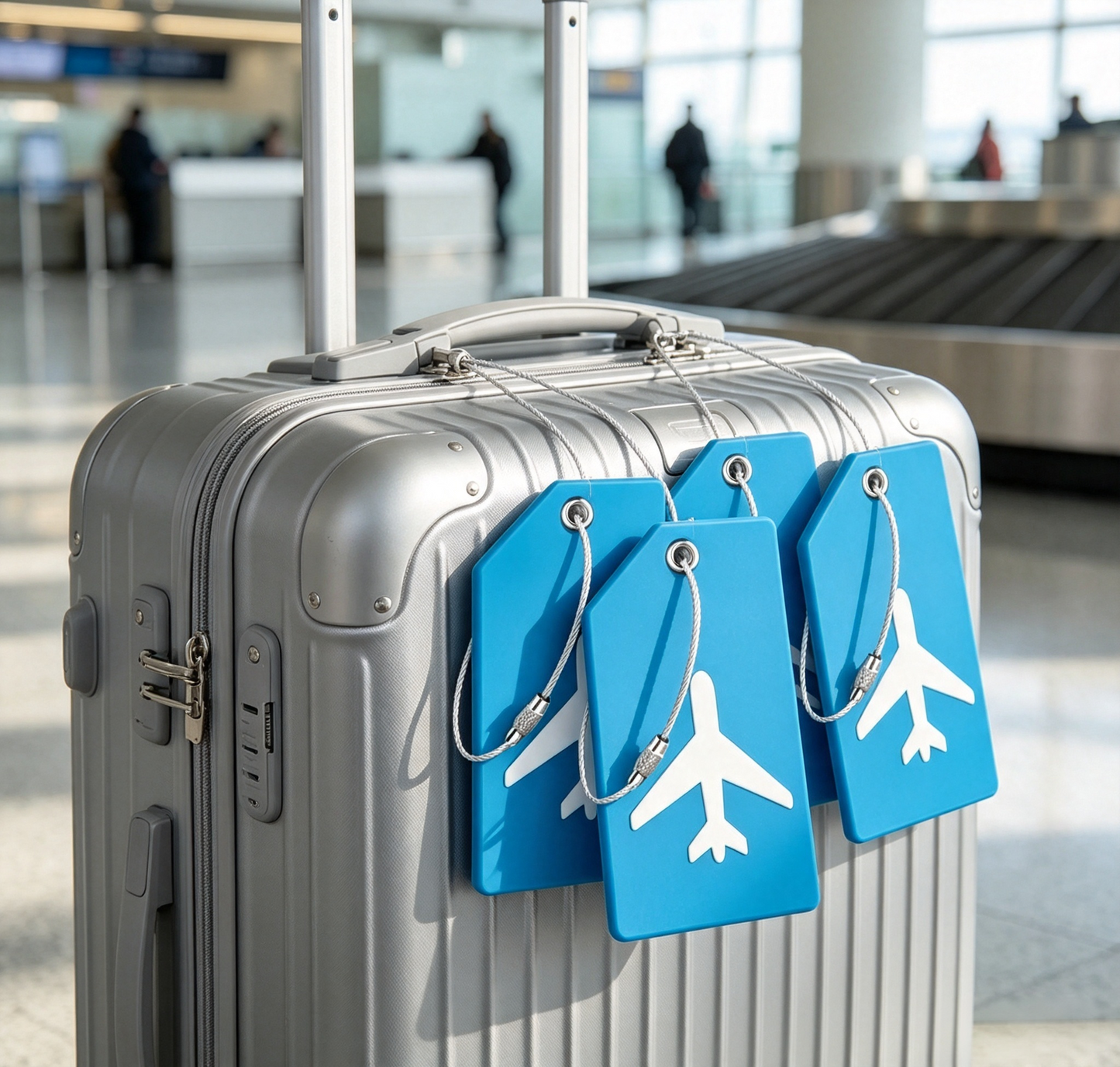 Blue Airplane Silicone Luggage Tag