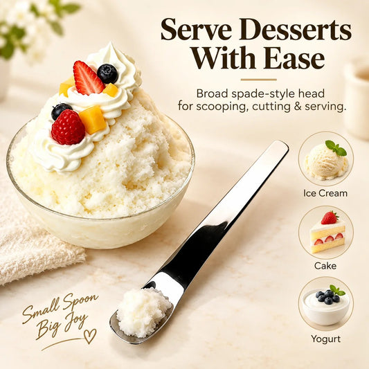 316L Stainless Steel Dessert Spade Spoon, Mirror Polished Thick Multi‑Purpose Spoon🥄