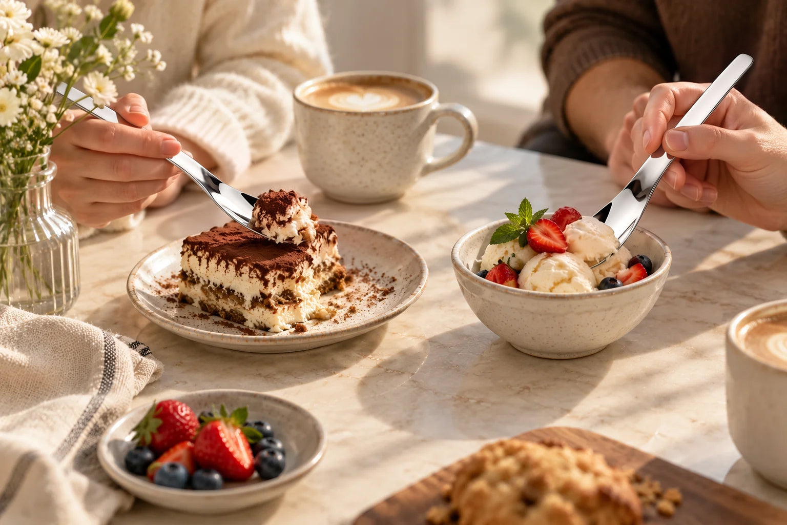 The Dessert Spade enjoyed with ice cream, cake and coffee