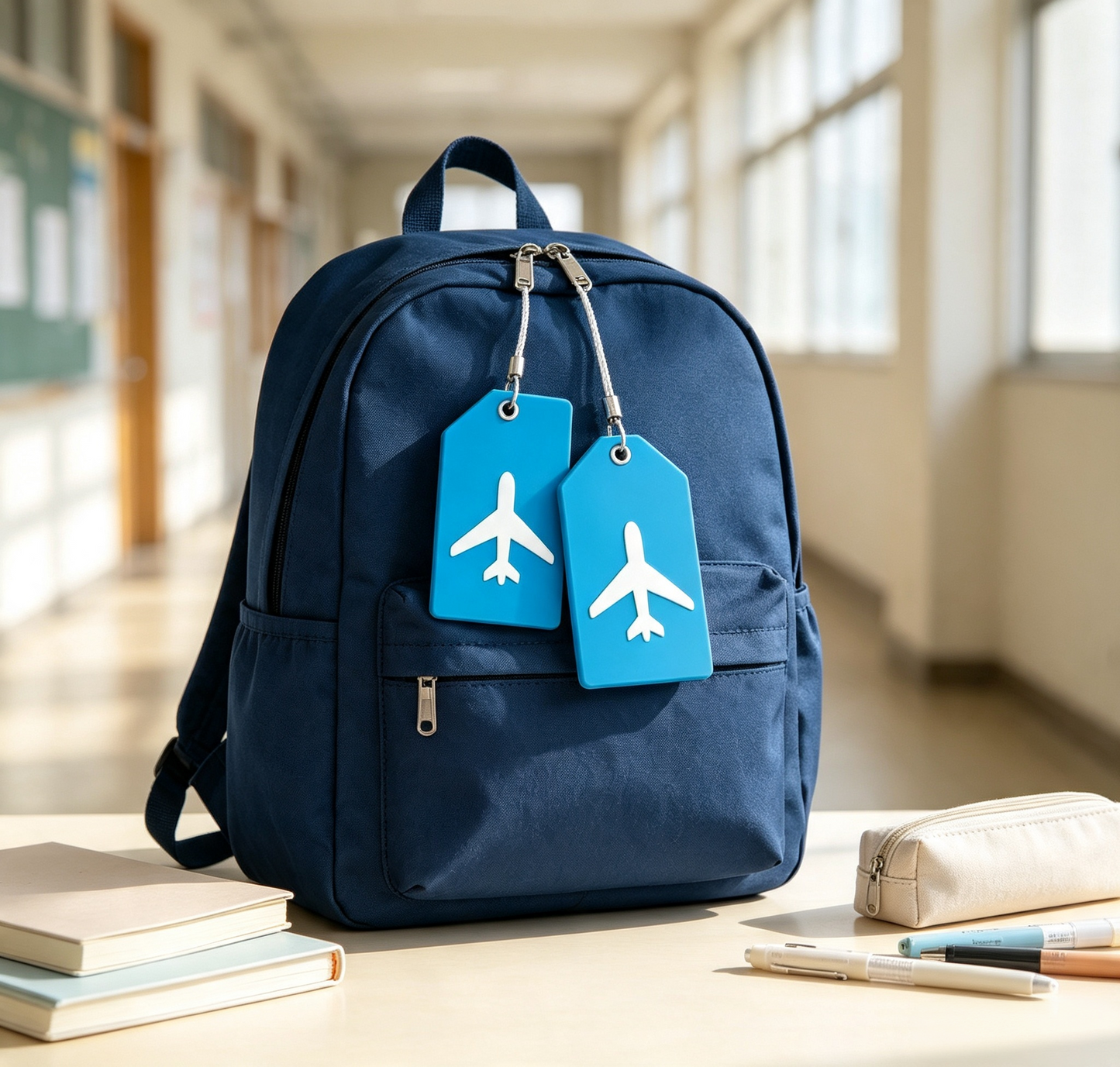 Blue Airplane Silicone Luggage Tag