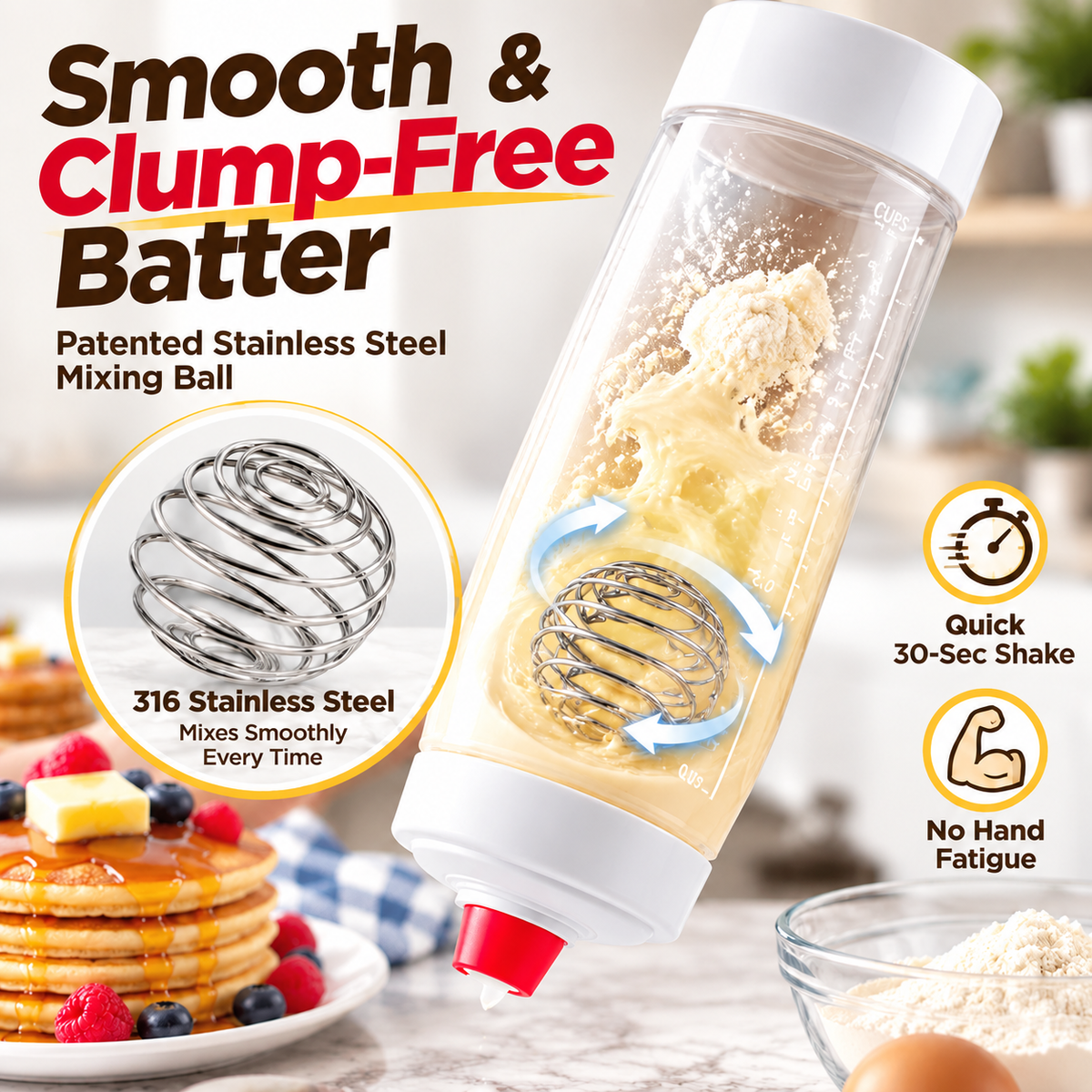 ⚡50K+ Sold 🔥 Selling Fast – 🫓4.5-Cup Pancake Batter Dispenser & Mixer