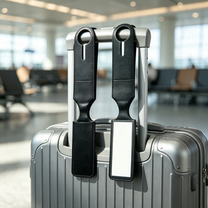 Black PU Leather Luggage Tag