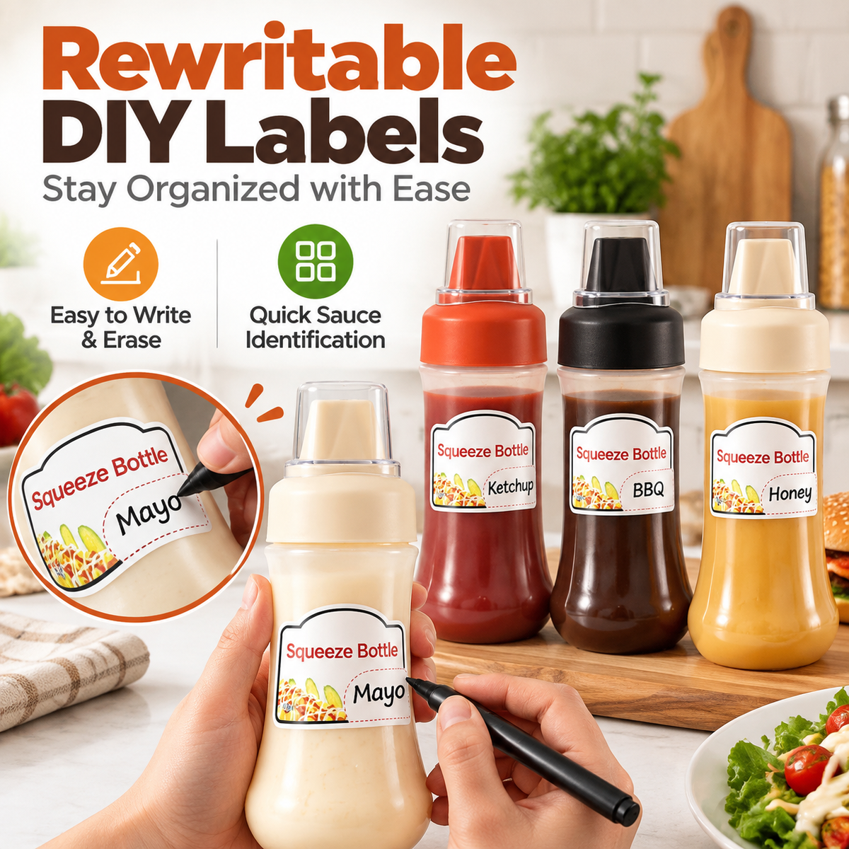 ⚡Limited Time 50% OFF 3-Pack Condiment Squeeze Bottles Set