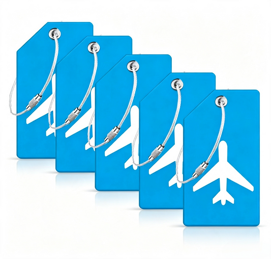 Blue Airplane Silicone Luggage Tag
