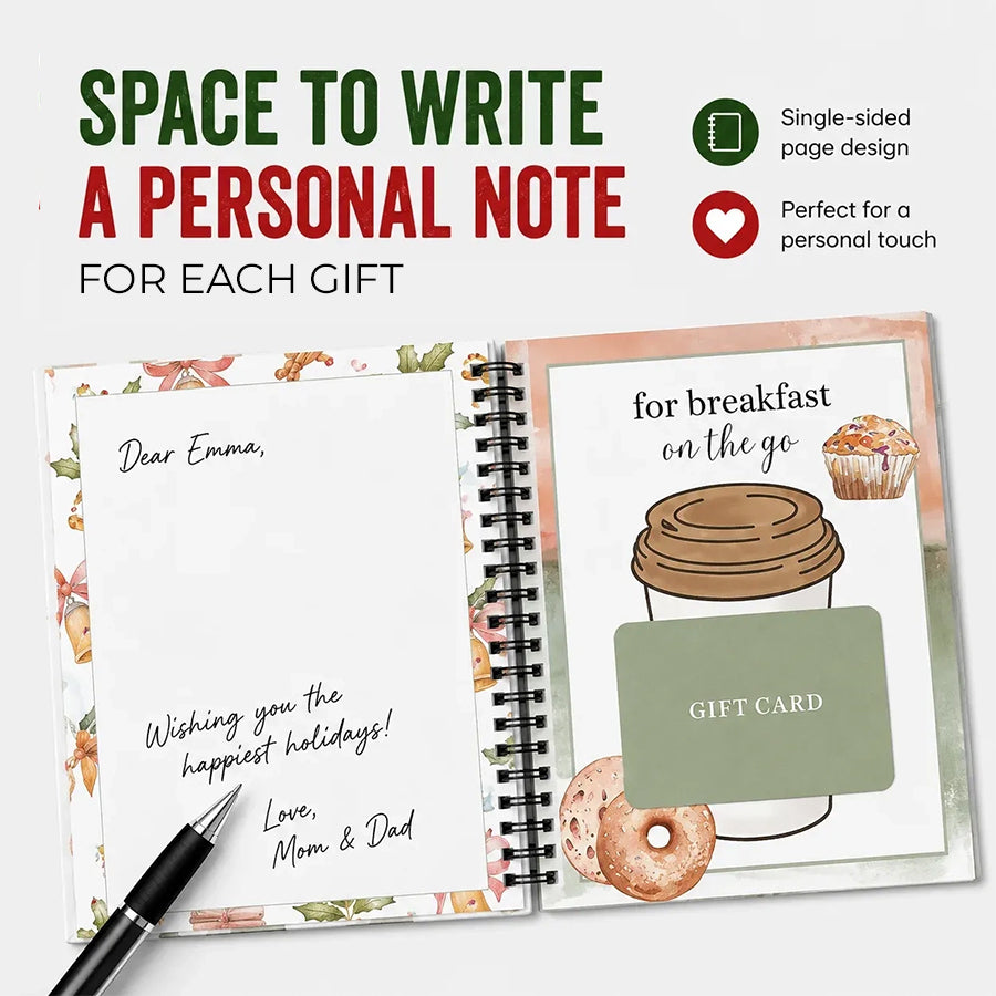 🔥 Last Day 50% OFF 🔥 Christmas Gift Card Book – 12 Gift Card Pages & Personal Message Holder