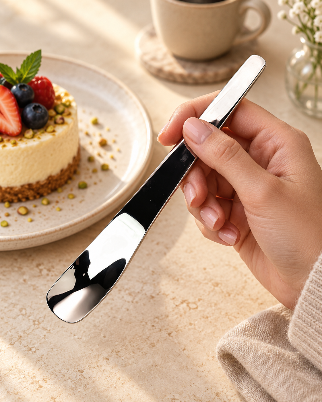 The Dessert Spade held naturally in hand