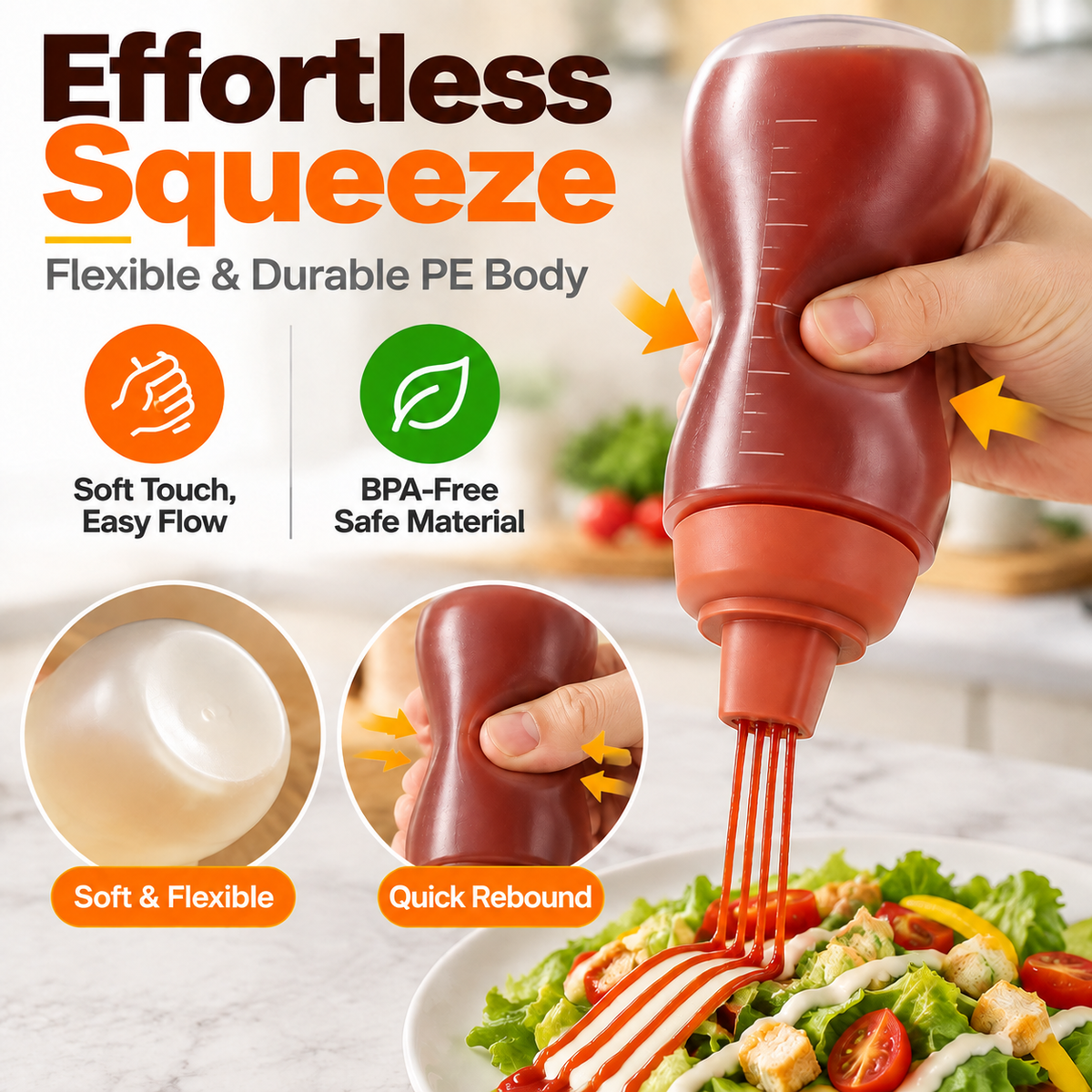 ⚡Limited Time 50% OFF 3-Pack Condiment Squeeze Bottles Set