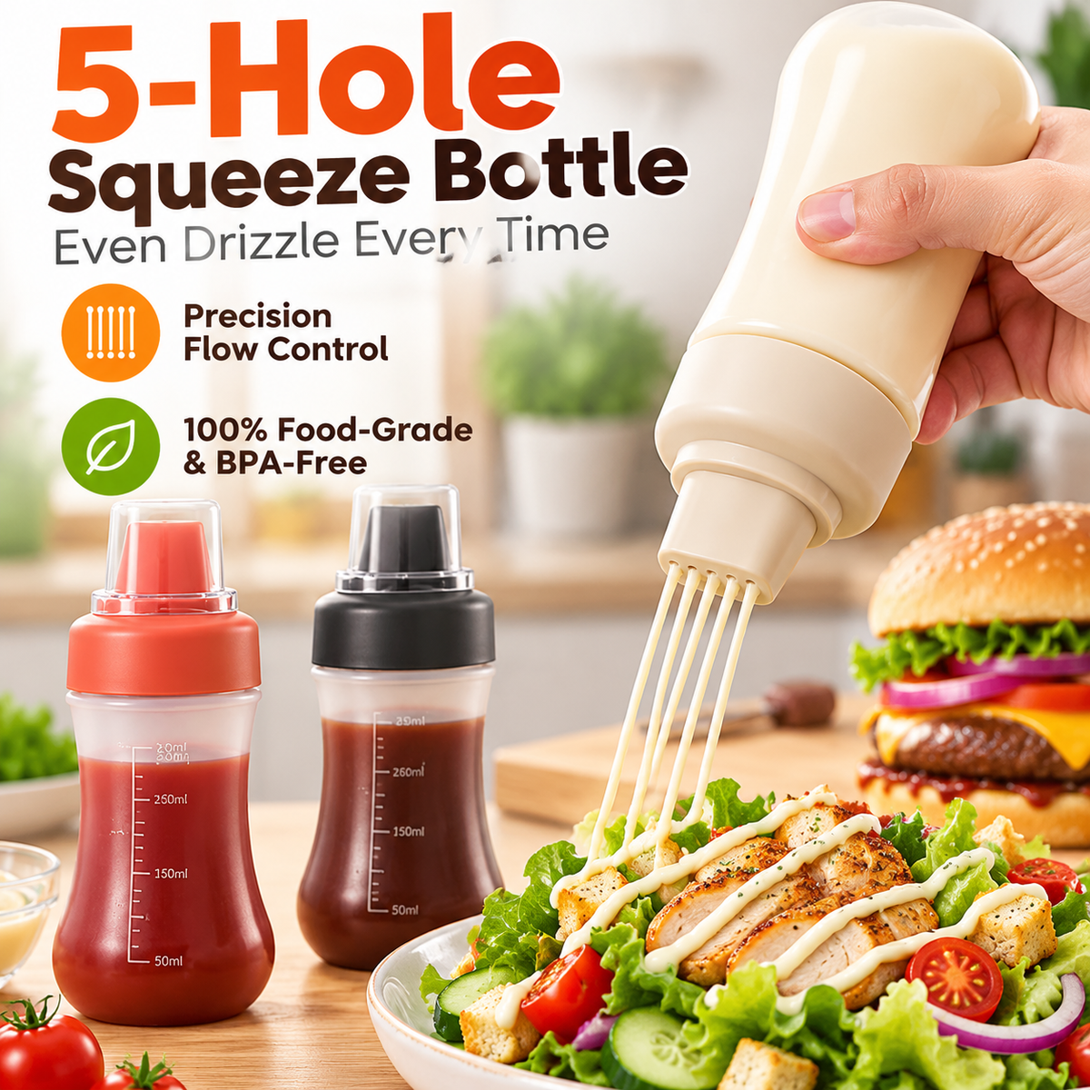 ⚡Limited Time 50% OFF 3-Pack Condiment Squeeze Bottles Set